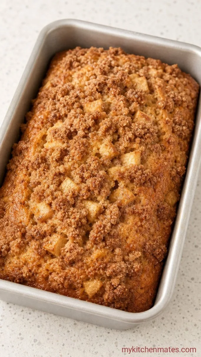 Apple Pie Bread with Cinnamon Streusel Step 4: Scatter the Streusel and Bake