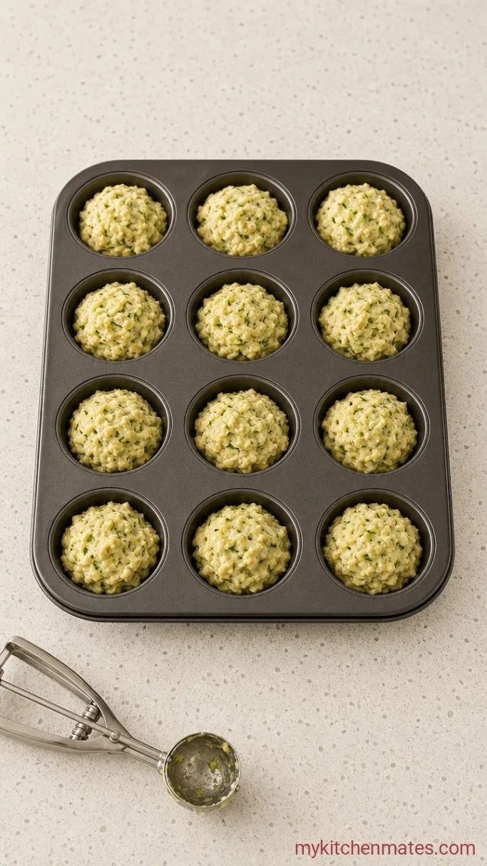 Sourdough Zucchini Muffins (That Use Your Sourdough Discard) Step 4: Scoop and Bake