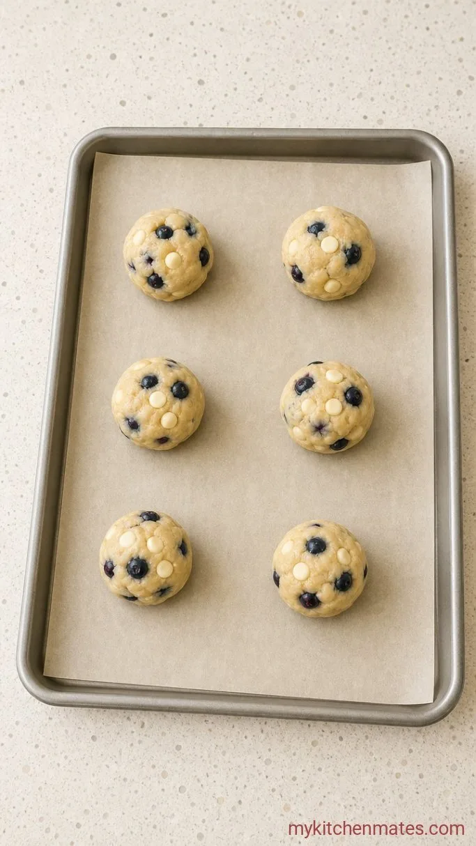 Soft and Chewy Blueberry White Chocolate Chip Cookies Step 4: Scoop and Bake