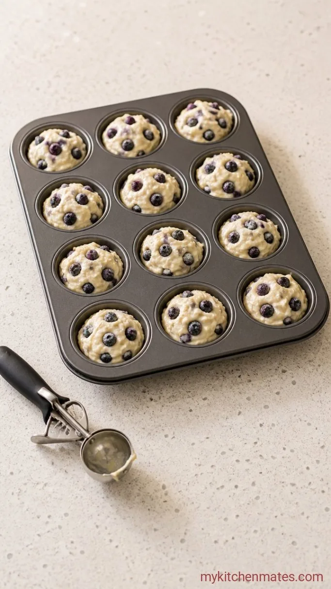 Keto Blueberry Muffins with Almond Flour Step 4: Scoop and Bake