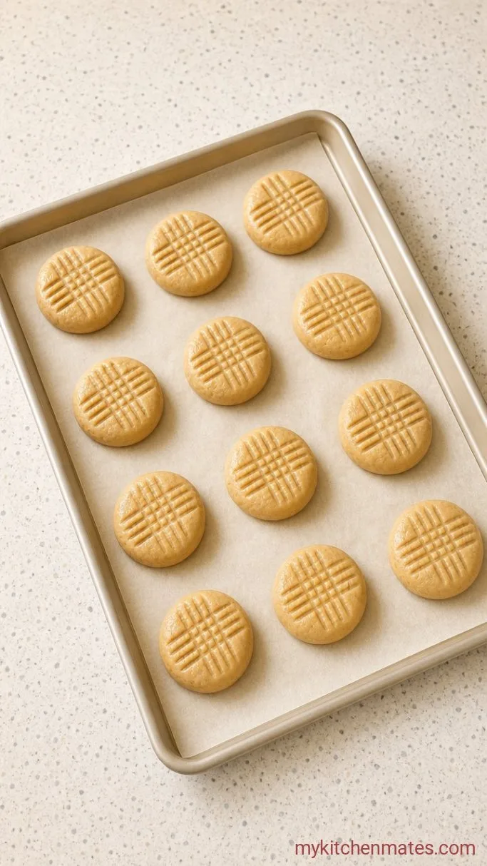 Soft and Chewy Peanut Butter Cookies Step 4: Scoop and Press the Cookies
