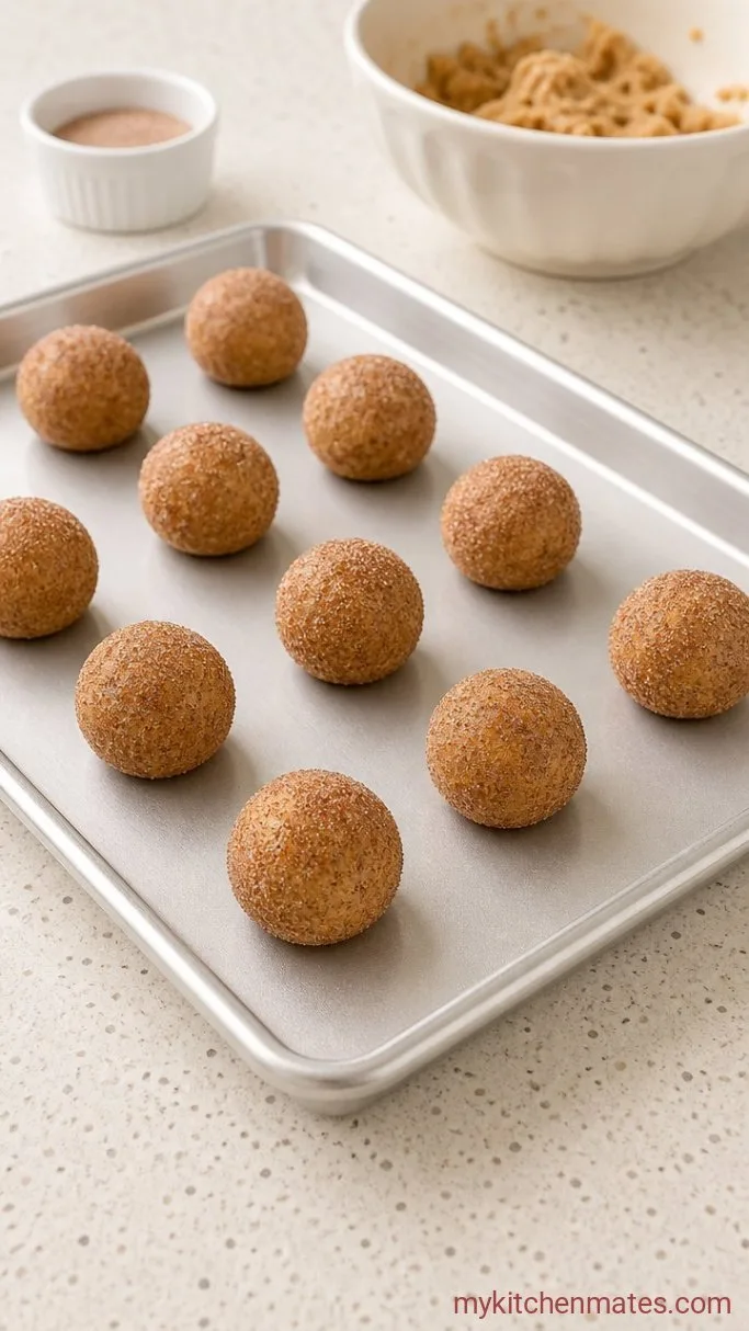 Soft and Chewy Pumpkin Sugar Cookies Step 4: Scoop and Roll in Cinnamon-Sugar