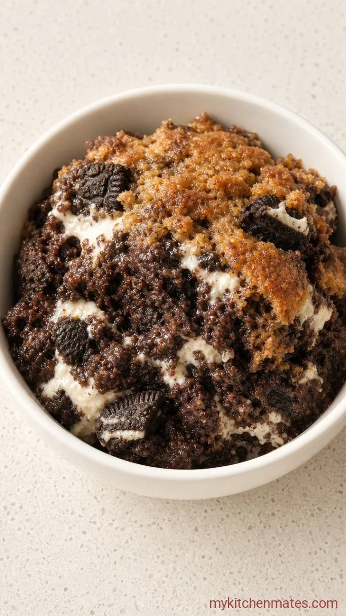 5-Ingredient Oreo Dump Cake Step 4: Scoop and Serve Warm