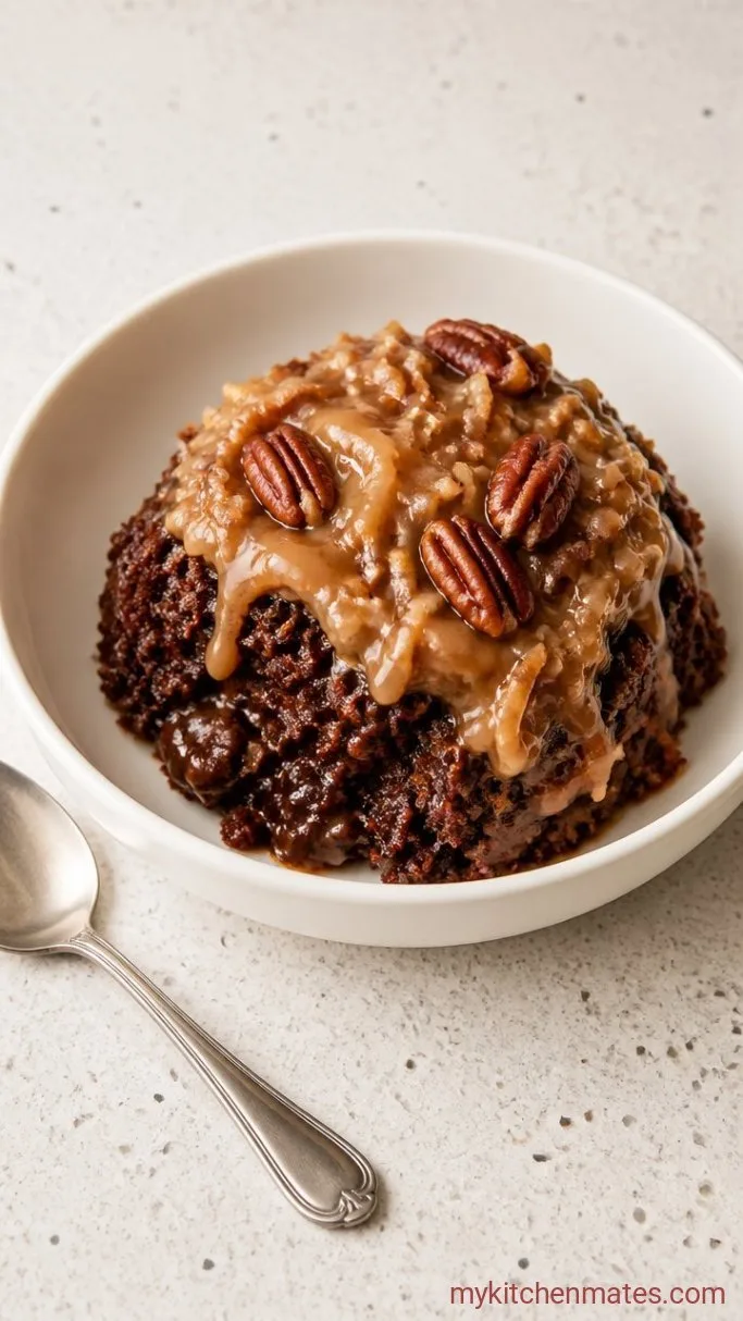 Easy German Chocolate Dump Cake (No Mixer Needed) Step 4: Scoop and Serve Warm