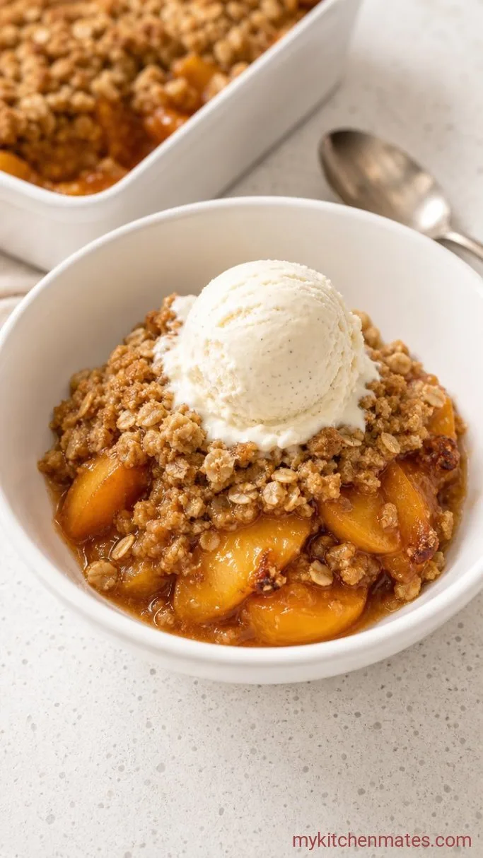 Simple Gluten Free Peach Crisp with Oats and Almond Flour Step 4: Scoop and Serve