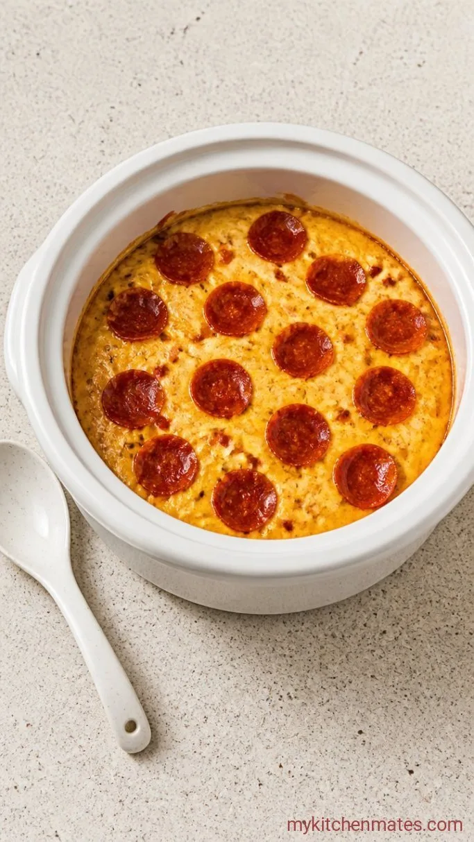5-Ingredient Crockpot Pizza Dip Step 4: Scoop and Serve