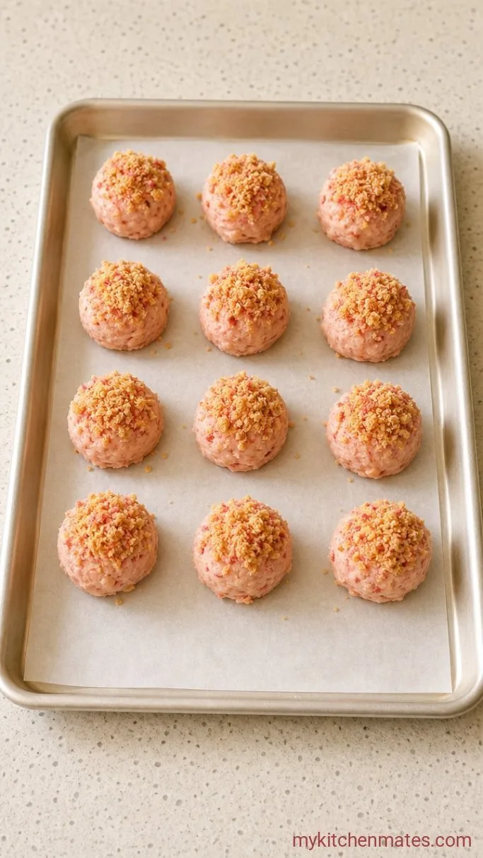 Strawberry Crunch Cookies (Soft Centers with a Crunchy Topping) Step 4: Scoop and Top the Cookies