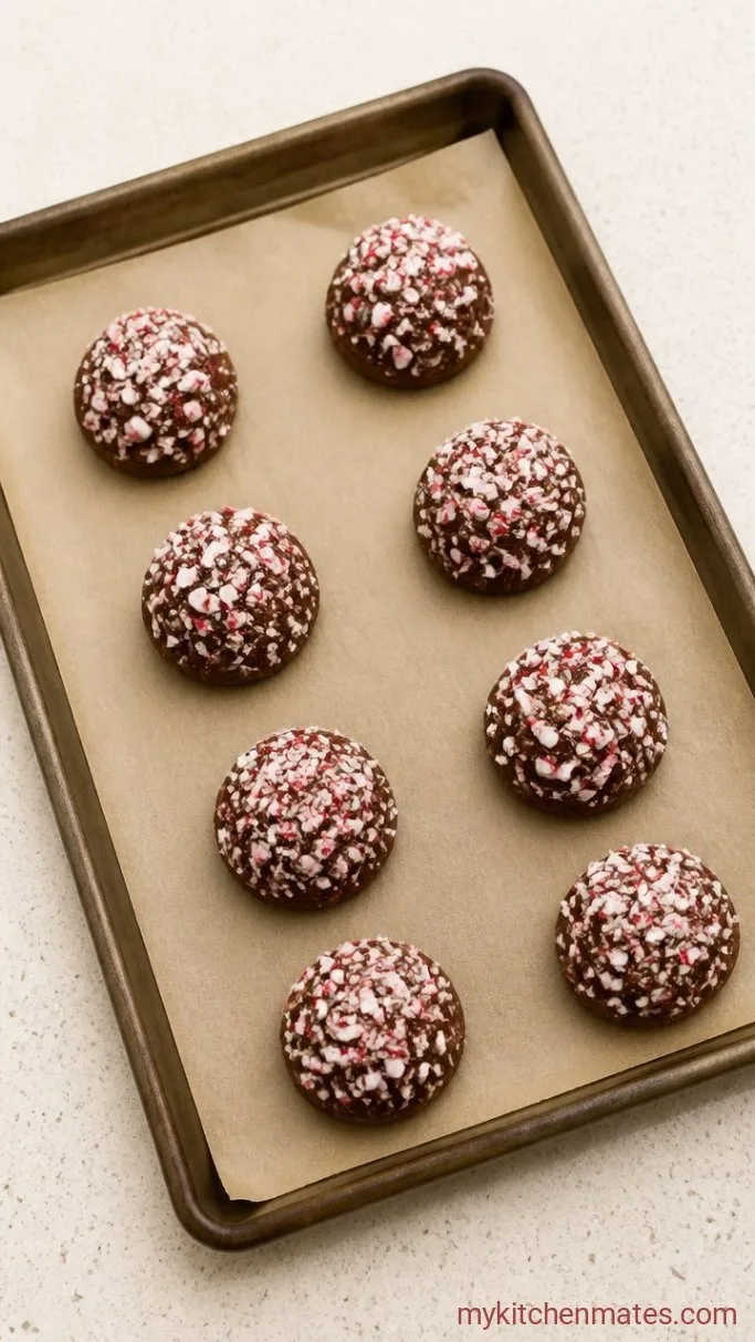 Soft and Fudgy Peppermint Brownie Cookies Step 4: Scoop and Top with Crushed Candy Cane