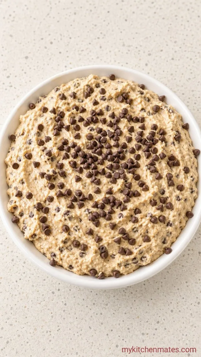 5-Minute Cookie Dough Dip (Egg-Free) Step 4: Scoop Into a Bowl and Top with Chocolate Chips