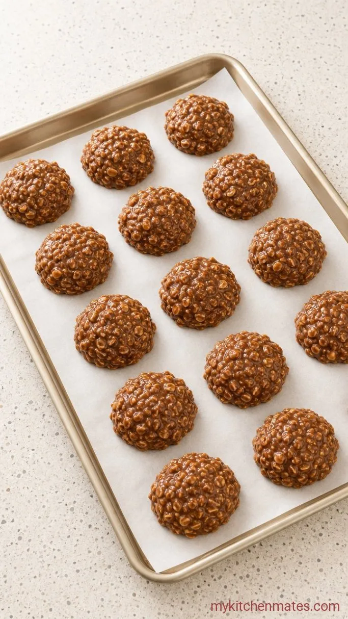 Quick 5-Ingredient Peanut Butter No Bake Cookies Step 4: Scoop the Cookies