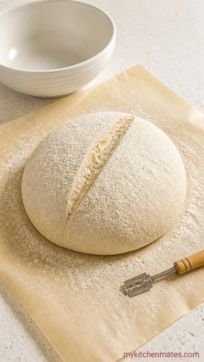 Deeply Nutty Buckwheat Sourdough Bread Step 4: Score the Loaf