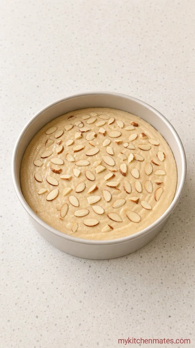 Step 4: Scrape into the Pan and Top with Almonds