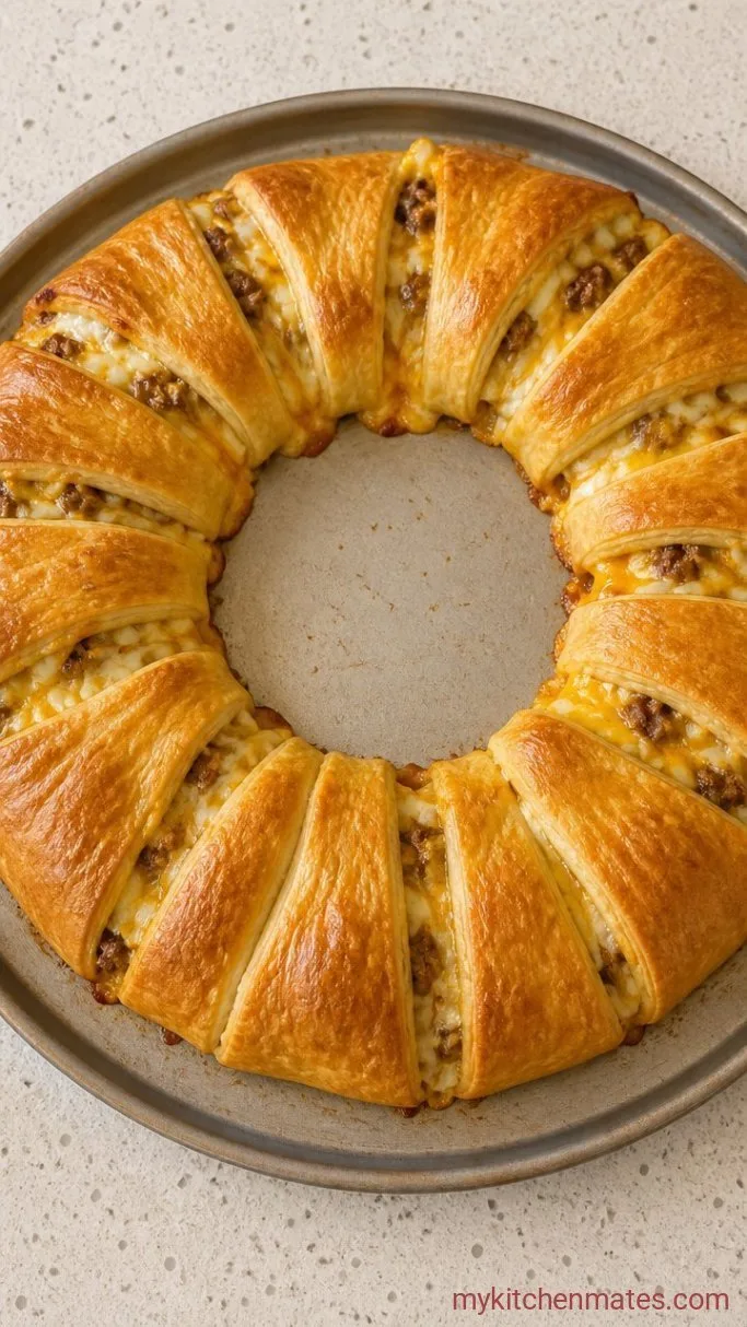 Easy Taco Ring with Crescent Rolls Step 4: Seal the Ring and Bake