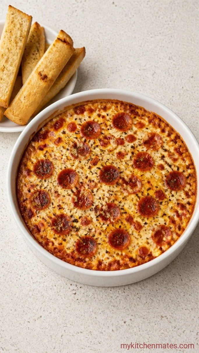 Cream Cheese Pizza Dip: Hot, Cheesy, Ready in 15 Minutes Step 4: Serve It Hot with Breadsticks