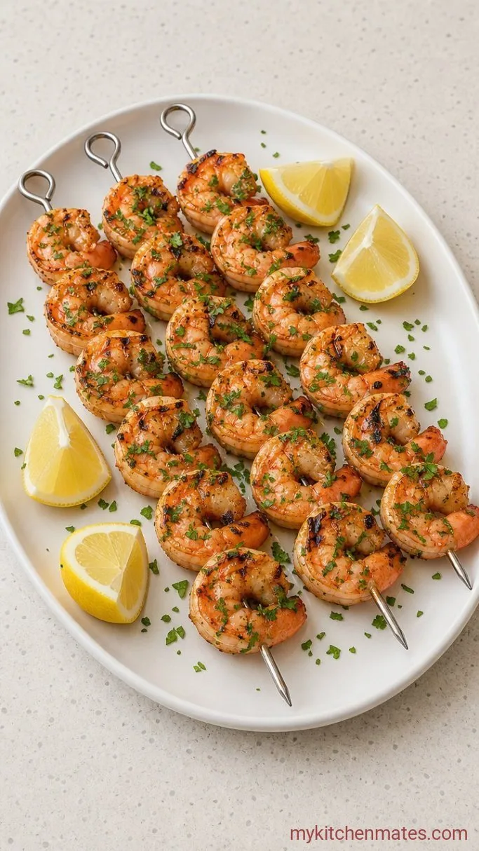 15-Minute Garlic Lemon Grilled Shrimp Skewers Step 4: Serve with Lemon and Fresh Herbs