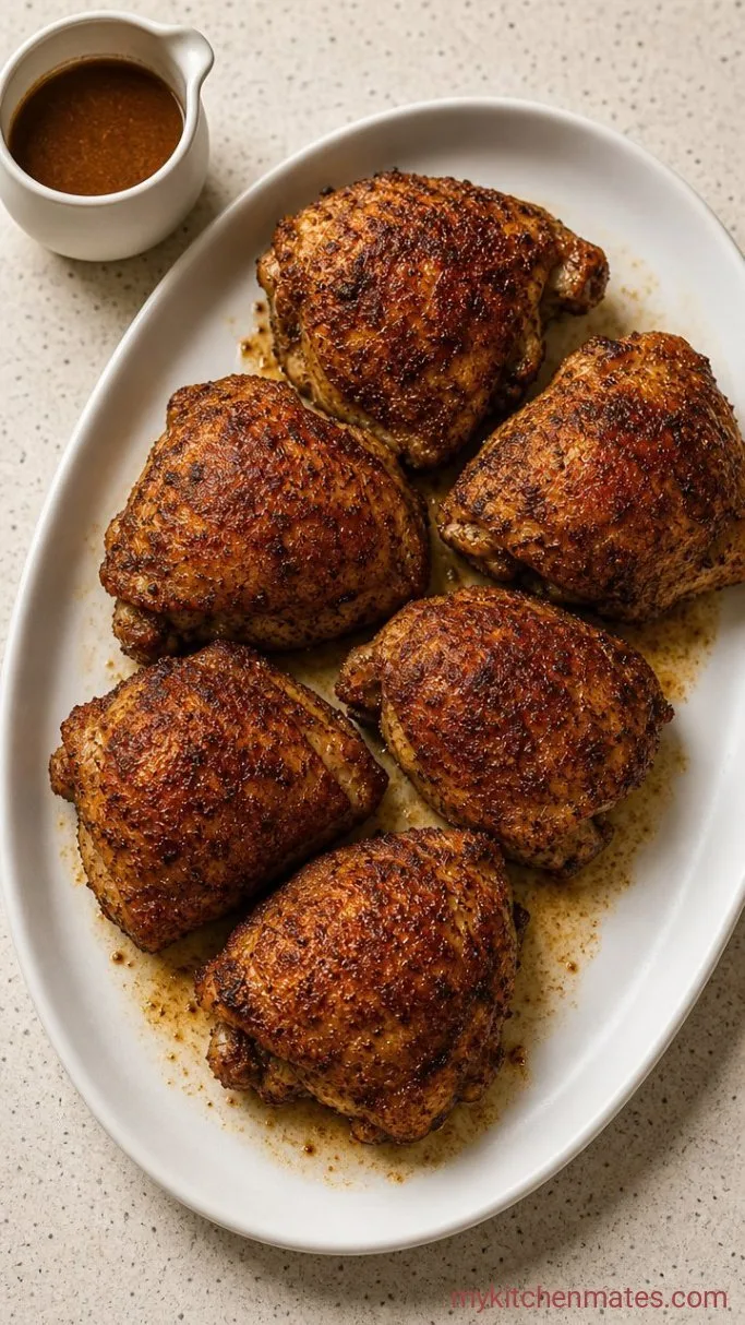 Crispy Baked Chicken Thighs Step 4: Serve with Pan Juices