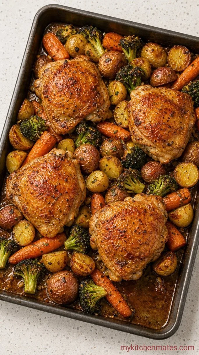 Sheet Pan Lemon Herb Chicken and Veggies Step 4: Serve with the Pan Juices