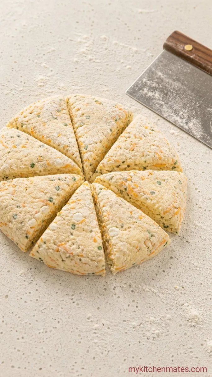 Fluffy Cottage Cheese Scones with Cheddar and Chives Step 4: Shape and Cut the Scones