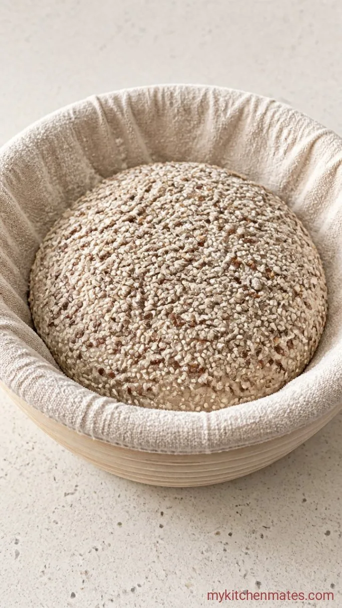 Overnight Seeded Sourdough Bread Step 4: Shape, Seed, and Cold Proof the Loaf