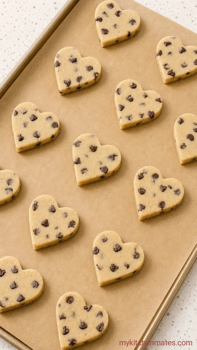 Soft Heart-Shaped Chocolate Chip Cookies Step 4: Shape the Heart Cookies