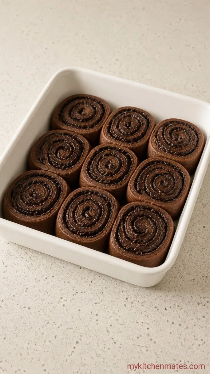Rich Hot Chocolate Cinnamon Rolls Step 4: Shape the Hot Chocolate Rolls