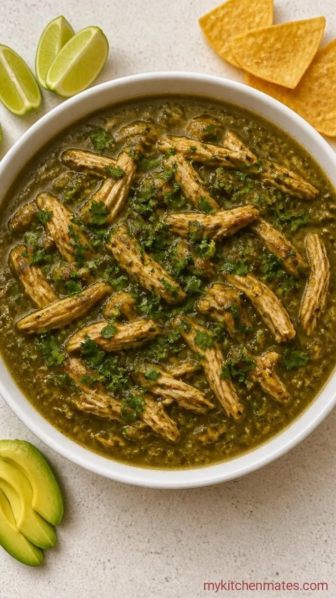 One-Pot Chicken Chili Verde Step 4: Shred and Finish the Chili
