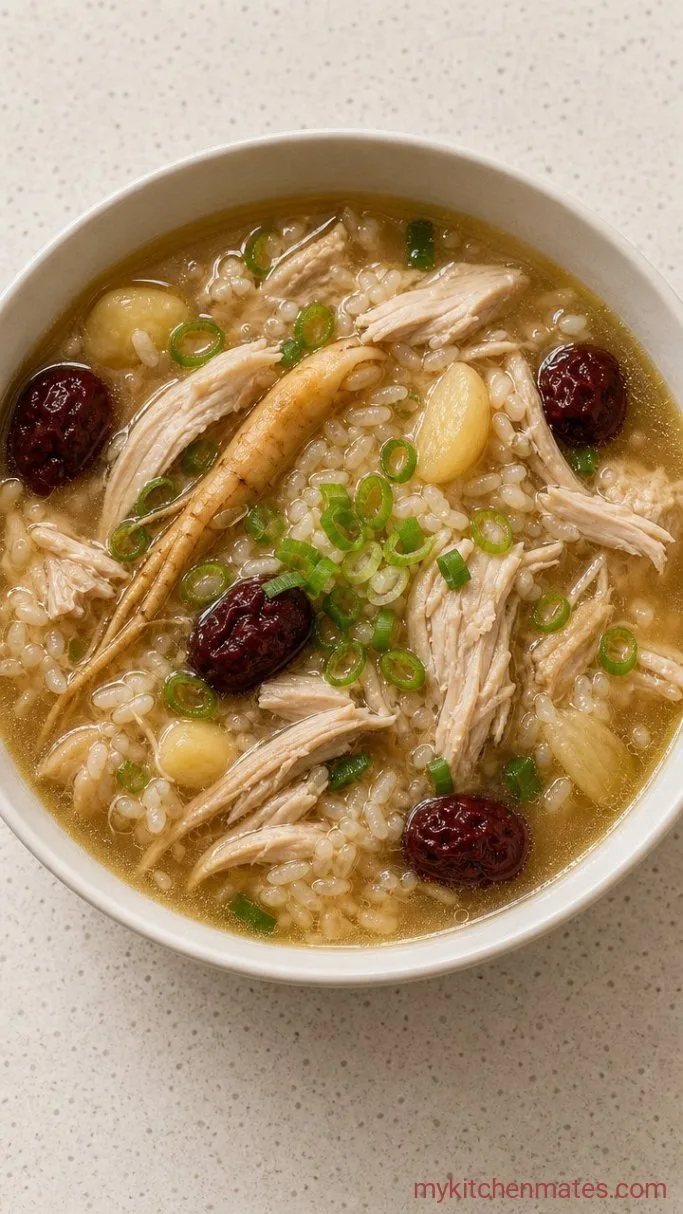 Korean Chicken Soup (Samgyetang) with Ginseng and Rice Step 4: Shred and Ladle the Soup