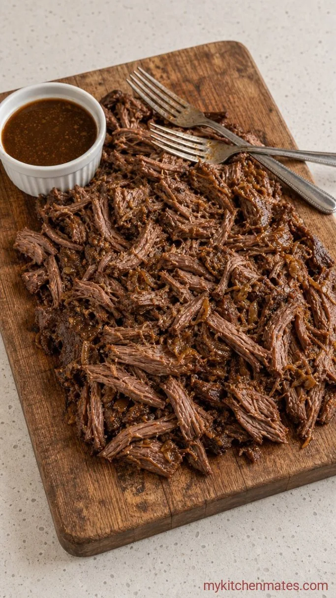 Slow-Cooked Italian Beef Sandwiches with Tangy Giardiniera Step 4: Shred the Beef