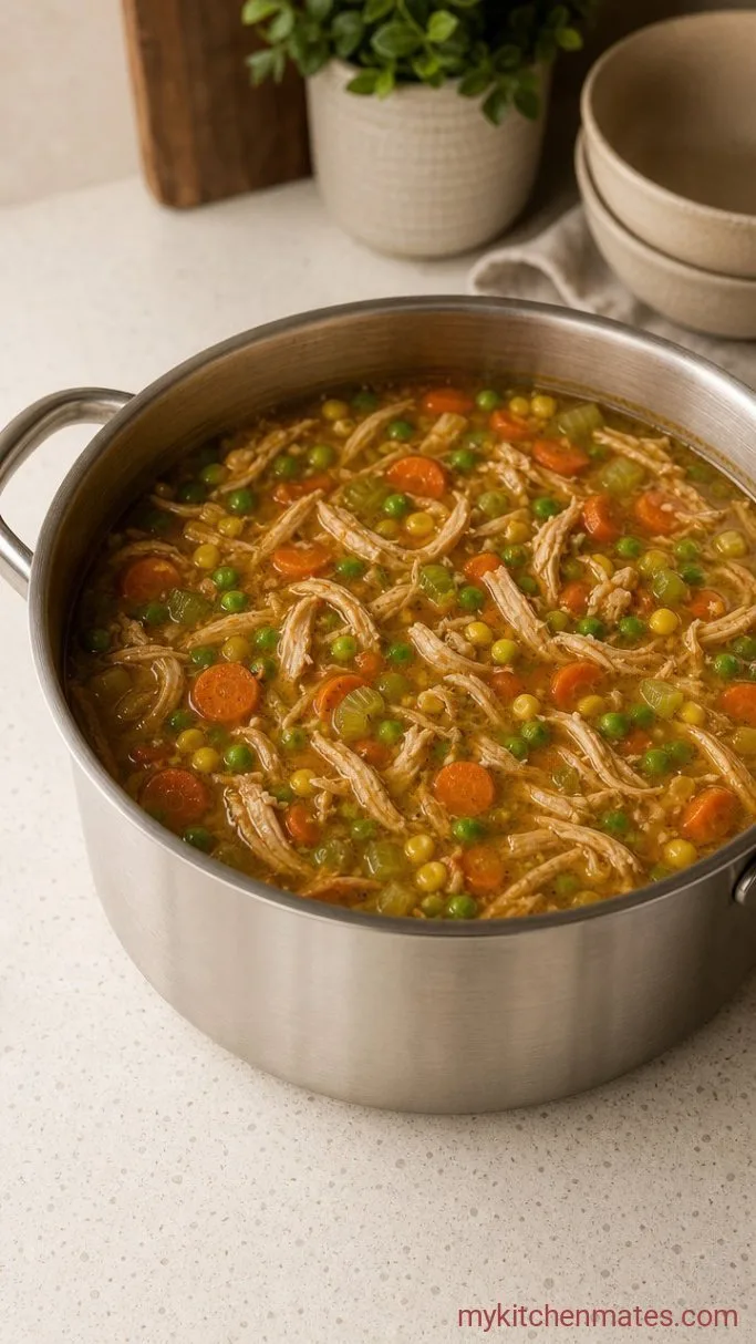 Weeknight Chicken Vegetable Soup Step 4: Shred the Chicken and Add the Vegetables