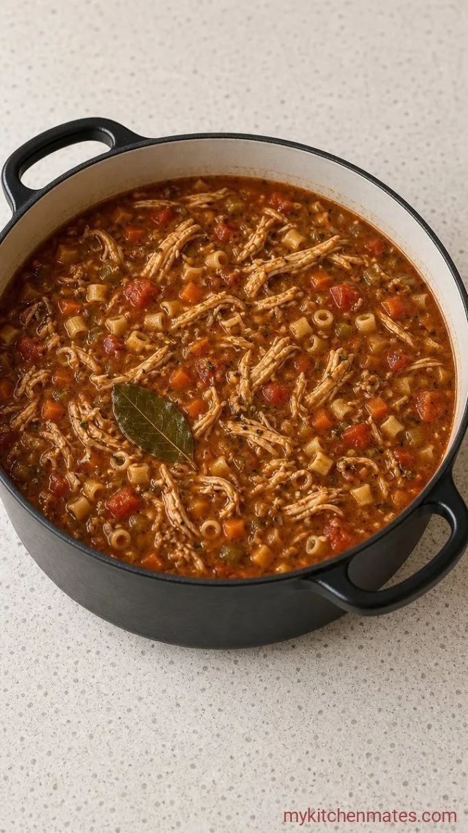 Sicilian Chicken Soup with Olives & Capers Step 4: Shred the Chicken and Cook Pasta