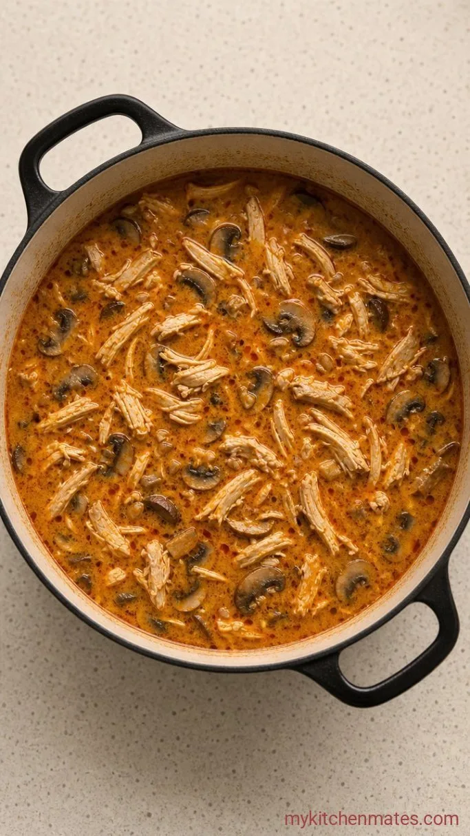30-Minute Creamy Thai Coconut Chicken Soup Step 4: Shred the Chicken and Finish