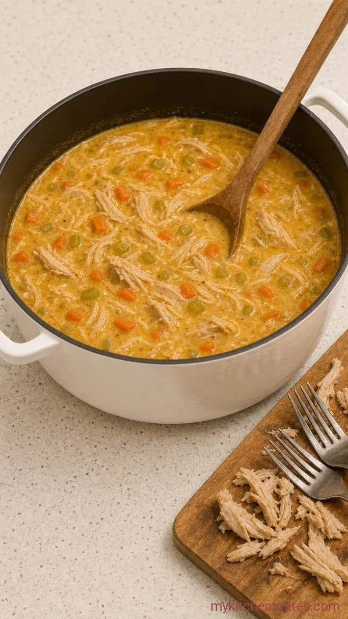 One-Pot Turmeric Chicken Soup Step 4: Shred the Chicken and Finish