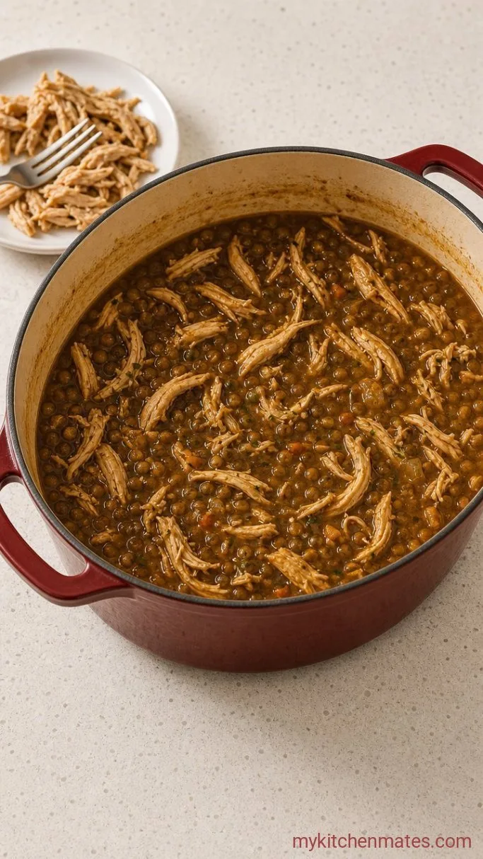 One-Pot Chicken Lentil Soup Step 4: Shred the Chicken