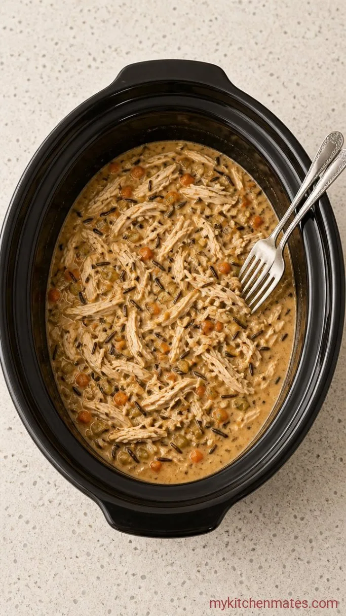 Creamy Crockpot Chicken Wild Rice Soup Step 4: Shred the Chicken
