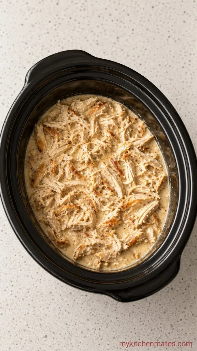 Creamy Crockpot Garlic Parmesan Chicken Pasta Step 4: Shred the Chicken