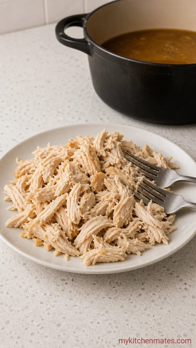 30-Minute Low Carb Chicken Tortilla Soup Step 4: Shred the Chicken