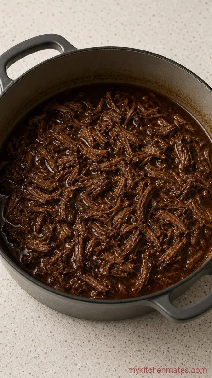 Slow-Braised French Onion Beef Short Rib Soup Step 4: Shred the Meat