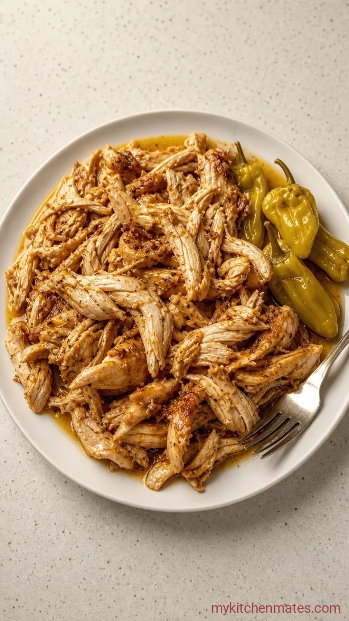 5-Ingredient Slow Cooker Mississippi Chicken Step 4: Shred, Toss, and Serve