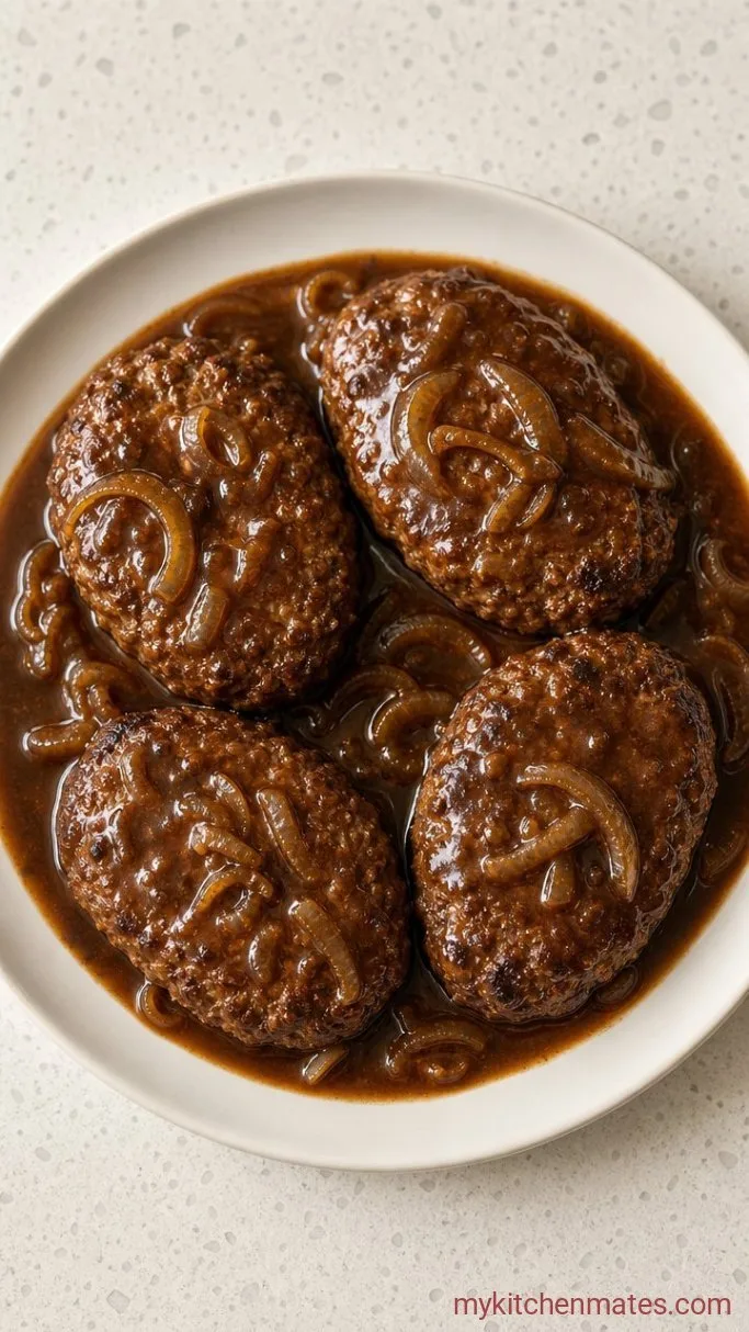 Old-Fashioned Poor Man’s Steak with Onion Gravy Step 4: Simmer and Serve