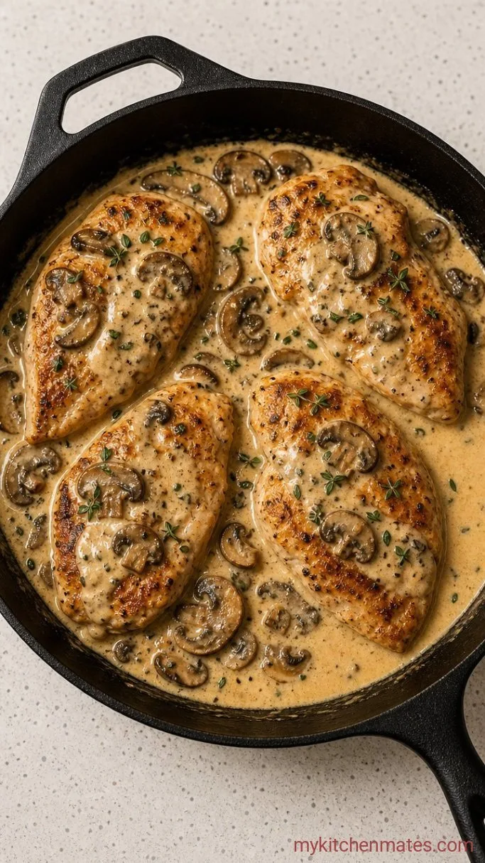 Creamy Chicken Breast and Mushroom Skillet Step 4: Simmer the Chicken in the Sauce