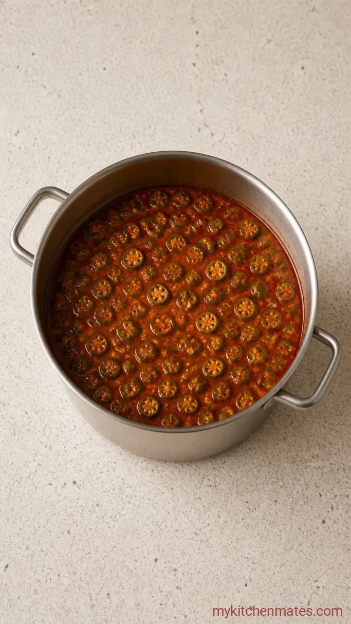 Steamed Banku and Smoky Okro Stew Step 4: Simmer the Okra Stew