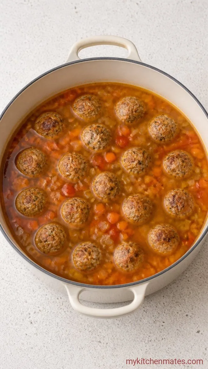 30-Minute Turkey Meatball Soup Step 4: Simmer the Soup