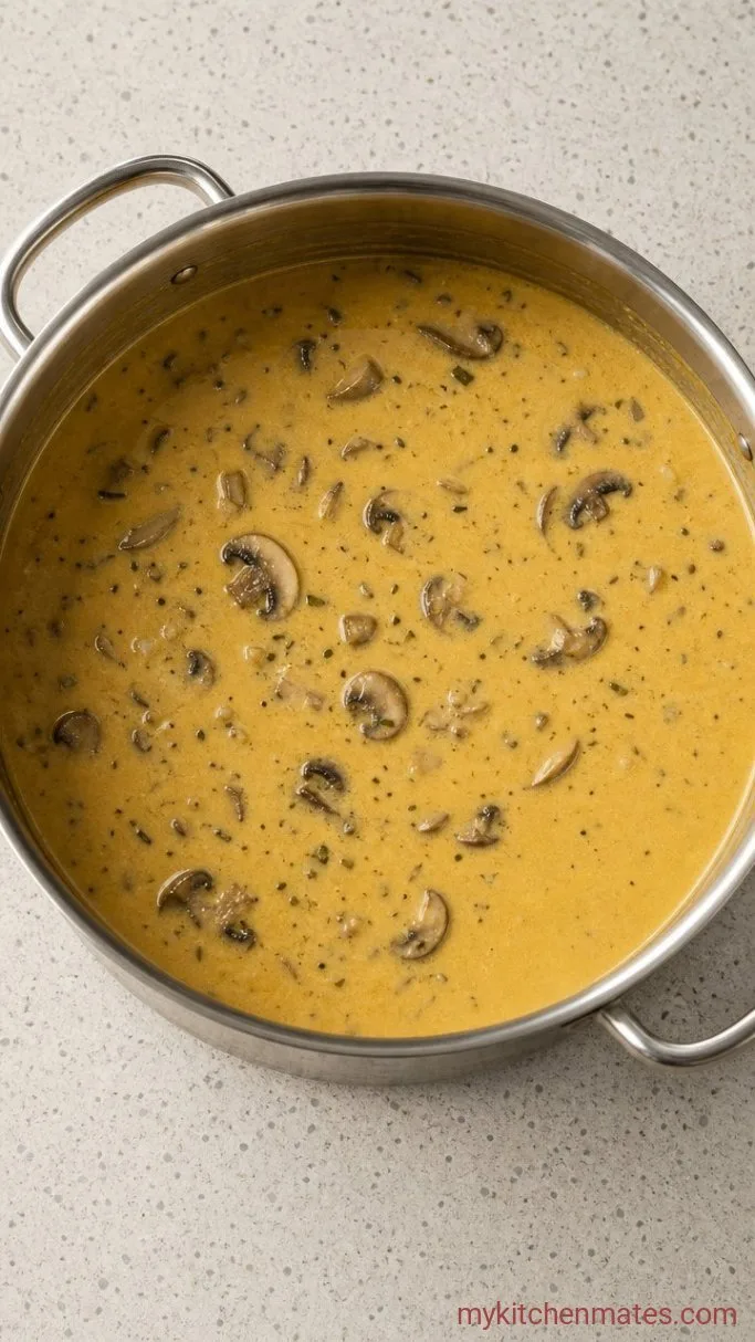 30-Minute Creamy Golden Mushroom Soup Step 4: Simmer the Soup