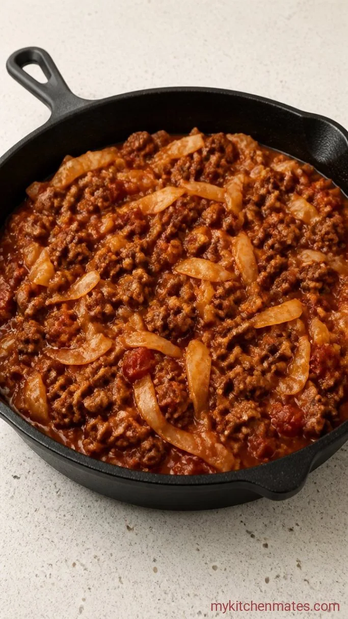30-Minute One-Skillet Cabbage Roll in a Bowl Step 4: Simmer with the Tomatoes