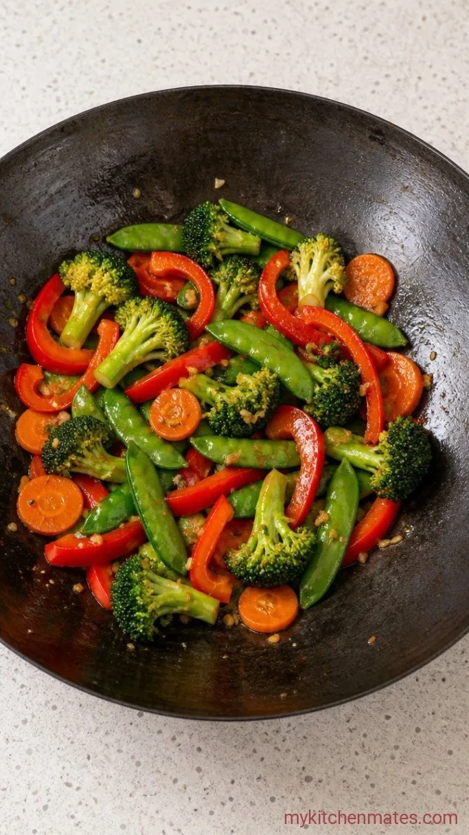 Quick Vegan Stir Fry with Crispy Tofu Step 4: Sizzle the Vegetables
