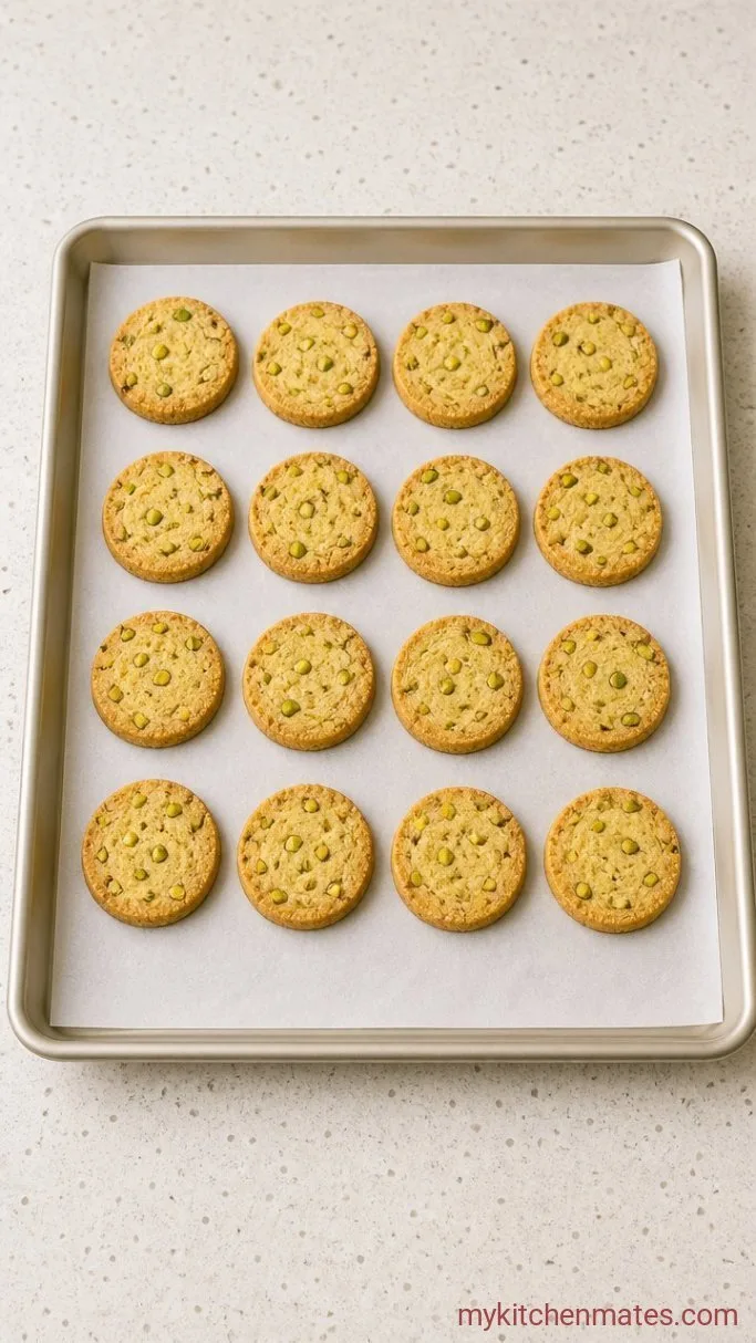 Buttery Pistachio Shortbread Cookies Step 4: Slice and Bake the Cookies