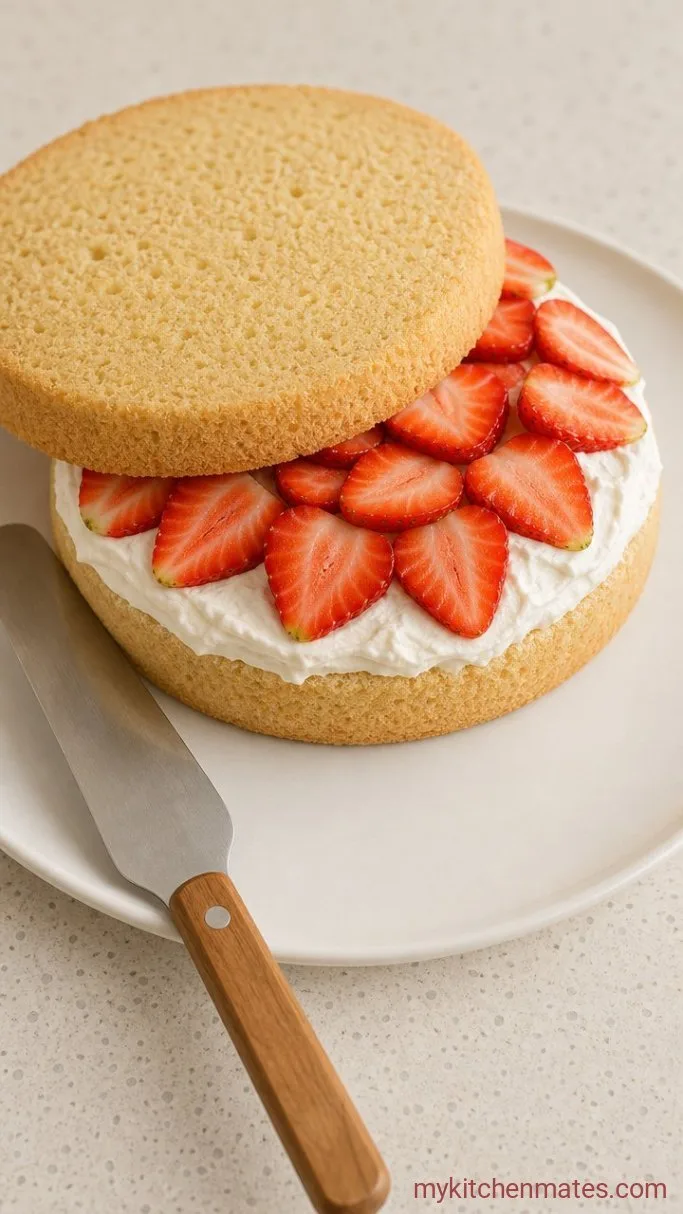Light and Fluffy Korean Strawberry Cake Step 4: Slice and Layer