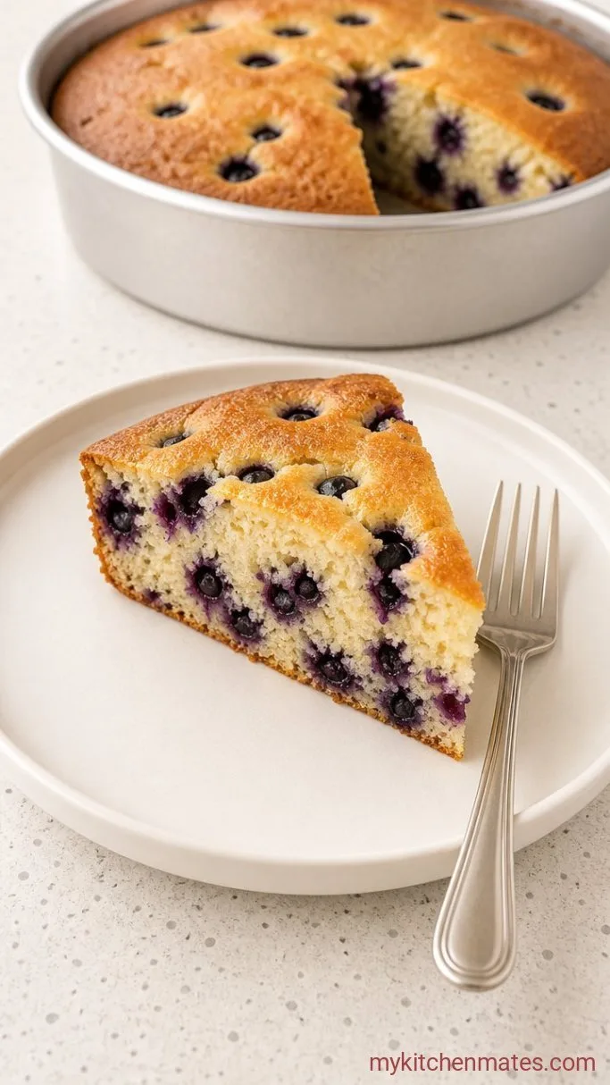 Soft & Tender Vanilla Blueberry Cake Step 4: Slice and Serve the Cake