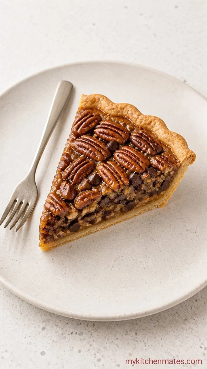 Chocolate Chip Pecan Pie with a Gooey Center Step 4: Slice and Serve the Pie