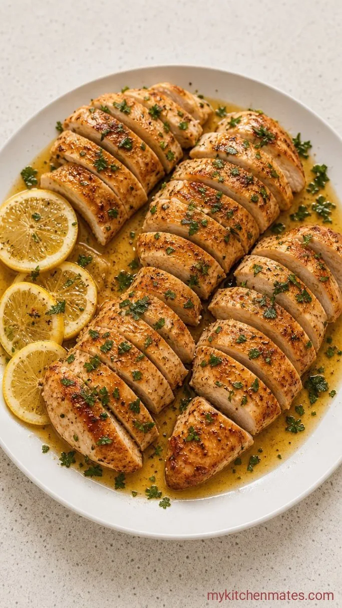 Juicy High Protein Chicken Breast with Lemon and Herbs Step 4: Slice and Serve with Pan Juices
